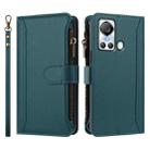 For itel S18 / Vision 5 Magnetic Closure 9 Card Slots Zipper Leather Case with Hand Strap(Dark Green) - 2