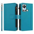 For itel S18 / Vision 5 Magnetic Closure 9 Card Slots Zipper Leather Case with Hand Strap(Turquoise) - 2