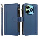 For itel S23+ Magnetic Closure 9 Card Slots Zipper Leather Case with Hand Strap(Dark Blue) - 2