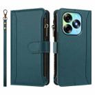 For itel S23+ Magnetic Closure 9 Card Slots Zipper Leather Case with Hand Strap(Dark Green) - 2