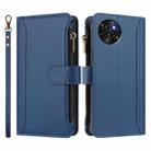 For itel S23 Magnetic Closure 9 Card Slots Zipper Leather Case with Hand Strap(Dark Blue) - 2