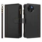 For itel S23 Magnetic Closure 9 Card Slots Zipper Leather Case with Hand Strap(Black) - 2