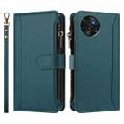 For itel S23 Magnetic Closure 9 Card Slots Zipper Leather Case with Hand Strap(Dark Green) - 2
