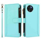 For itel S23 Magnetic Closure 9 Card Slots Zipper Leather Case with Hand Strap(Mint Green) - 2
