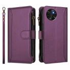 For itel S23 Magnetic Closure 9 Card Slots Zipper Leather Case with Hand Strap(Purple) - 2