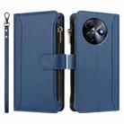 For itel S24 Magnetic Closure 9 Card Slots Zipper Leather Case with Hand Strap(Dark Blue) - 2