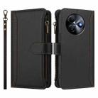 For itel S24 Magnetic Closure 9 Card Slots Zipper Leather Case with Hand Strap(Black) - 2