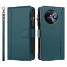 For itel S24 Magnetic Closure 9 Card Slots Zipper Leather Case with Hand Strap(Dark Green) - 2