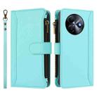 For itel S24 Magnetic Closure 9 Card Slots Zipper Leather Case with Hand Strap(Mint Green) - 2