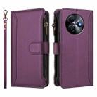 For itel S24 Magnetic Closure 9 Card Slots Zipper Leather Case with Hand Strap(Purple) - 2