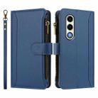 For itel S25 4G Magnetic Closure 9 Card Slots Zipper Leather Case with Hand Strap(Dark Blue) - 2