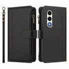 For itel S25 4G Magnetic Closure 9 Card Slots Zipper Leather Case with Hand Strap(Black) - 2