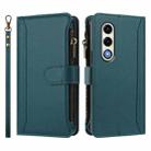 For itel S25 4G Magnetic Closure 9 Card Slots Zipper Leather Case with Hand Strap(Dark Green) - 2