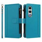 For itel S25 4G Magnetic Closure 9 Card Slots Zipper Leather Case with Hand Strap(Turquoise) - 2