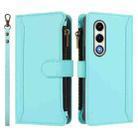 For itel S25 4G Magnetic Closure 9 Card Slots Zipper Leather Case with Hand Strap(Mint Green) - 2