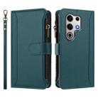 For itel S25 Ultra 4G Magnetic Closure 9 Card Slots Zipper Leather Case with Hand Strap(Dark Green) - 2
