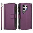 For itel S25 Ultra 4G Magnetic Closure 9 Card Slots Zipper Leather Case with Hand Strap(Purple) - 2