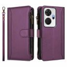 For itel P55+ Magnetic Closure 9 Card Slots Zipper Leather Case with Hand Strap(Purple) - 2