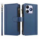 For itel A90 4G Magnetic Closure 9 Card Slots Zipper Leather Case with Hand Strap(Dark Blue) - 2