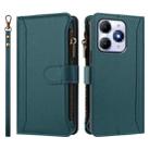 For itel A90 4G Magnetic Closure 9 Card Slots Zipper Leather Case with Hand Strap(Dark Green) - 2