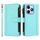 For itel A90 4G Magnetic Closure 9 Card Slots Zipper Leather Case with Hand Strap(Mint Green) - 2