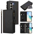 For itel A95 5G Magnetic Closure 9 Card Slots Zipper Leather Case with Hand Strap(Black) - 1
