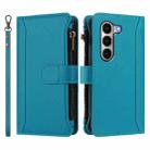 For itel A95 5G Magnetic Closure 9 Card Slots Zipper Leather Case with Hand Strap(Turquoise) - 2