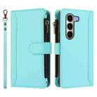 For itel A95 5G Magnetic Closure 9 Card Slots Zipper Leather Case with Hand Strap(Mint Green) - 2