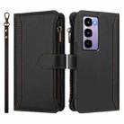 For itel City 100 Magnetic Closure 9 Card Slots Zipper Leather Case with Hand Strap(Black) - 2