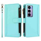 For itel City 100 Magnetic Closure 9 Card Slots Zipper Leather Case with Hand Strap(Mint Green) - 2