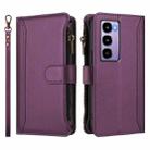 For itel City 100 Magnetic Closure 9 Card Slots Zipper Leather Case with Hand Strap(Purple) - 2