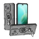 For Honor 400 Lite Global Metal Kickstand TPU Hybrid PC Phone Case(Black) - 1