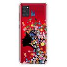 For Samsung Galaxy A21s Shockproof Painted Transparent TPU Protective Case(Flower Girl) - 1
