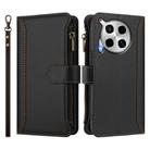 For Tecno Camon 30 4G / 5G Magnetic Closure 9 Card Slots Zipper Leather Case with Hand Strap(Black) - 2