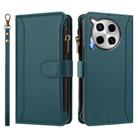 For Tecno Camon 30 4G / 5G Magnetic Closure 9 Card Slots Zipper Leather Case with Hand Strap(Dark Green) - 2