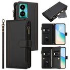 For Tecno Camon 19 / 19 Pro 5G Magnetic Closure 9 Card Slots Zipper Leather Case with Hand Strap(Black) - 1