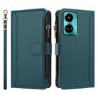 For Tecno Camon 19 / 19 Pro 5G Magnetic Closure 9 Card Slots Zipper Leather Case with Hand Strap(Dark Green) - 2