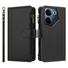For Tecno Camon 20 4G / 20 Pro 4G Magnetic Closure 9 Card Slots Zipper Leather Case with Hand Strap(Black) - 2