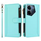For Tecno Camon 20 4G / 20 Pro 4G Magnetic Closure 9 Card Slots Zipper Leather Case with Hand Strap(Mint Green) - 2