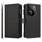 For Tecno Camon 20 Pro 5G Magnetic Closure 9 Card Slots Zipper Leather Case with Hand Strap(Black) - 2