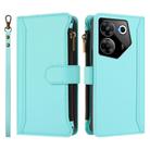 For Tecno Camon 20 Pro 5G Magnetic Closure 9 Card Slots Zipper Leather Case with Hand Strap(Mint Green) - 2