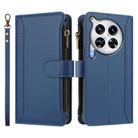 For Tecno Camon 30 Premier Magnetic Closure 9 Card Slots Zipper Leather Case with Hand Strap(Dark Blue) - 2