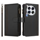 For Tecno Camon 30 Premier Magnetic Closure 9 Card Slots Zipper Leather Case with Hand Strap(Black) - 2