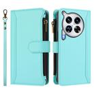 For Tecno Camon 30 Premier Magnetic Closure 9 Card Slots Zipper Leather Case with Hand Strap(Mint Green) - 2