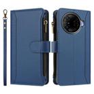 For Tecno Camon 30 Pro 5G Magnetic Closure 9 Card Slots Zipper Leather Case with Hand Strap(Dark Blue) - 2