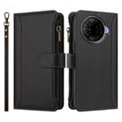 For Tecno Camon 30 Pro 5G Magnetic Closure 9 Card Slots Zipper Leather Case with Hand Strap(Black) - 2