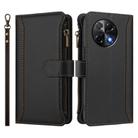 For Tecno Camon 30S / 30S Pro Magnetic Closure 9 Card Slots Zipper Leather Case with Hand Strap(Black) - 2