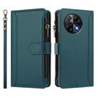 For Tecno Camon 30S / 30S Pro Magnetic Closure 9 Card Slots Zipper Leather Case with Hand Strap(Dark Green) - 2