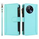 For Tecno Camon 30S / 30S Pro Magnetic Closure 9 Card Slots Zipper Leather Case with Hand Strap(Mint Green) - 2
