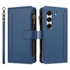 For Tecno Camon 40 4G Magnetic Closure 9 Card Slots Zipper Leather Case with Hand Strap(Dark Blue) - 2